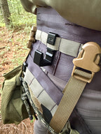 SC3 platform hook installed on MOLLE webbing of a saddle hunting setup